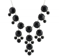 Silver Tone Chain New Color Bubble BIB Statement Fashion Necklace - Black Silver Tone Chain New Color Bubble BIB Statement Fashion Necklace - Black
