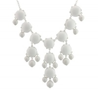 Silver Tone Chain New Color Bubble BIB Statement Fashion Necklace - Soild White Silver Tone Chain New Color Bubble BIB Statement Fashion Necklace - Soild White