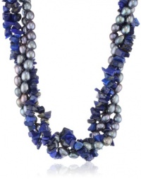 Twisted Freshwater Cultured Pearl and Gemstone Chip Necklace, 36 Twisted Freshwater Cultured Pearl and Gemstone Chip Necklace, 36