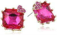 Betsey Johnson Iconic Baguette Square Fuchsia Gem Stud Earrings Betsey Johnson Iconic Baguette Square Fuchsia Gem Stud Earrings