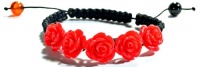 Adjustable Red Turquoise Gem Stone Rose Flowers Charm Bead Shamballa Bracelet, Durable Black MacramŽ Woven Drawstring Cord Adjustable Red Turquoise Gem Stone Rose Flowers Charm Bead Shamballa Bracelet, Durable Black MacramŽ Woven Drawstring Cord
