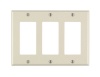 Leviton 80411-A 3-Gang Decora/GFCI Device Decora Wallplate, Standard Size, Thermoset, Device Mount, Almond
