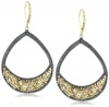 Dana Kellin Open Dark Silver and Antique Gold- Plated Sterling Beaded Earrings