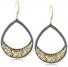 Dana Kellin Open Dark Silver and Antique Gold- Plated Sterling Beaded Earrings