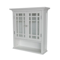 Elegant Home Fashions Neal Collection Shelved Wall Cabinet with Cubby, White Elegant Home Fashions Neal Collection Shelved Wall Cabinet with Cubby, White