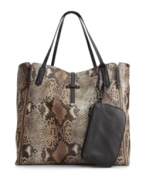 Amp up your wow-factor with this daring design from Danielle Nicole. A sleek python print exterior with contrast trim and a spacious interior allows to you tote all your daily necessities in style. Amp up your wow-factor with this daring design from Danielle Nicole. A sleek python print exterior with contrast trim and a spacious interior allows to you tote all your daily necessities in style.