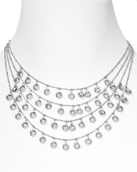 Trip the light fantastic in this ABS by Allen Schwartz necklace, featuring four silver tone tiers of dazzling, delicate rhinestones. Trip the light fantastic in this ABS by Allen Schwartz necklace, featuring four silver tone tiers of dazzling, delicate rhinestones.