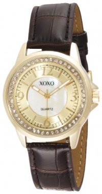 XOXO Women's XO3182 Rhinestone Accent Dial Brown Crocodile Strap Watch XOXO Women's XO3182 Rhinestone Accent Dial Brown Crocodile Strap Watch