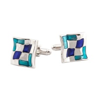 Hallucination Blue & Silver Cufflinks by Cuff-Daddy Hallucination Blue & Silver Cufflinks by Cuff-Daddy