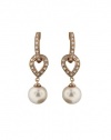 Effy Jewlery 14K Rose Gold Diamond and Pearl Earrings, .15 TCW
