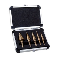 Neiko 10197A 5-Piece Step Drill Bit Set with Metal Case, SAE