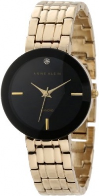 Anne Klein Women's AK/1110BKGB Diamond Dial Black Wall-To-Wall Gold-Tone Bracelet Watch Anne Klein Women's AK/1110BKGB Diamond Dial Black Wall-To-Wall Gold-Tone Bracelet Watch