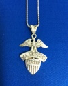 US Air Force .925 Sterling Silver Necklace - United States Military Jewelry Pendant - USAF Charm On Chain (18 Chain with Charm, .925 Sterling Silver)