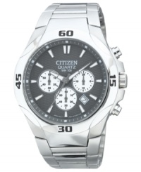 Wear big and bold style with this Quartz watch from Citizen. Wear big and bold style with this Quartz watch from Citizen.