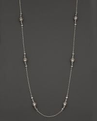 Hammered sterling silver stations on a fine chain from Konstantino. Hammered sterling silver stations on a fine chain from Konstantino.