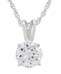 Platinum Plated Sterling Silver Round-Cut Cubic Zirconia Pendant Necklace, 18 Platinum Plated Sterling Silver Round-Cut Cubic Zirconia Pendant Necklace, 18