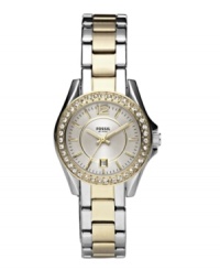 Champagne chic. Elegant style is all yours with this Mini Riley watch by Fossil. Champagne chic. Elegant style is all yours with this Mini Riley watch by Fossil.