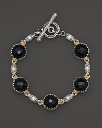 Faceted black onyx and pearls lend statement style to this sterling silver and 18K gold bracelet. From Konstantino. Faceted black onyx and pearls lend statement style to this sterling silver and 18K gold bracelet. From Konstantino.