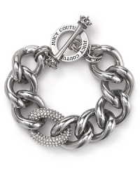 This is a classic accessory that no jewel box should be missing. Cast in aluminum with inset rhinestones, this bracelet from Juicy Couture is ready to hit the links. This is a classic accessory that no jewel box should be missing. Cast in aluminum with inset rhinestones, this bracelet from Juicy Couture is ready to hit the links.