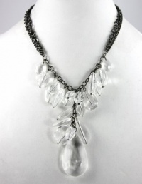 Style&co. Necklace, Hematite-Tone with Chunky Clear Bead Y-Necklace Style&co. Necklace, Hematite-Tone with Chunky Clear Bead Y-Necklace