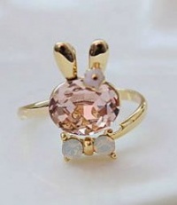 Pink Rhinestone Bunny Ring (Adjustable) Pink Rhinestone Bunny Ring (Adjustable)