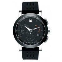 Movado Men's 0606545 Museum Perforated Black Rubber Strap Sport Watch Movado Men's 0606545 Museum Perforated Black Rubber Strap Sport Watch