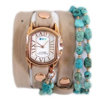 La Mer Collections - Natural Turquoise Nude Leather Wrap Watch La Mer Collections - Natural Turquoise Nude Leather Wrap Watch