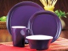 Rachael Ray Dinnerware Round and Square 16-Piece Dinnerware Set, Purple