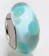 1 Blue Teal Polka Dot Sterling Silver Murano Glass Charm Bead (Authentic 925 Sterling Silver) Fits Pandora Chamilia Trollbeads European Bracelet 1 Blue Teal Polka Dot Sterling Silver Murano Glass Charm Bead (Authentic 925 Sterling Silver) Fits Pandora Chamilia Trollbeads European Bracelet