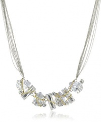 ABS By Allen Schwartz High Drama Silver and Gold-Tone Frontal Cluster Necklace ABS By Allen Schwartz High Drama Silver and Gold-Tone Frontal Cluster Necklace