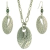 Necklace Earring Set Exotic Crocodile Silver-Tone Swarovski Crystals Bucasi