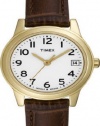 Timex T2N299 Ladies Classics White Dial Brown Leather Strap Watch