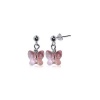 SCER171 Sterling Silver Pink Butterfly Crystal Earrings Made with Swarovski Elements