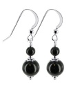 Sterling Silver Black Onyx Beads Earrings Made with Swarovski Elements