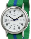 Timex Unisex T2P1439J Weekender Green Blue Stripe Slip Thru Nylon Strap Watch