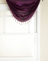 Stylemaster Tribeca Faux Silk Grommet Waterfall Valance with Beaded Trim, Amethyst, 36 by 37-Inch