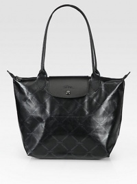 Signature equestrian print defines this roomy coated canvas carryall.Double top handles, 8 drop Flap and snap over zip closure One inside open pocket Canvas lining 10W X 9½H X 5½D Imported Signature equestrian print defines this roomy coated canvas carryall.Double top handles, 8 drop Flap and snap over zip closure One inside open pocket Canvas lining 10W X 9½H X 5½D Imported