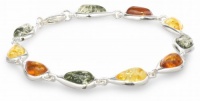Sterling Silver Multi-Color Amber Teardrop Link Bracelet Sterling Silver Multi-Color Amber Teardrop Link Bracelet