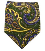 100% Silk Printed Grass Green Paisley Presentation Paisley Tie