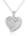 Sterling Silver Simulated Diamond Pave Heart Pendant, 18