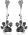 Sterling Silver Black Diamond Dog Paw Earrings (3/8 cttw)