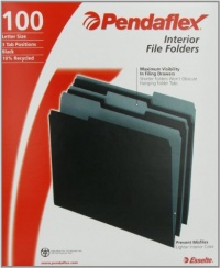 Pendaflex 421013BLA Pendaflex Interior File Folders, 1/3 Cut, Top Tab, Letter, Black 100/Box Pendaflex 421013BLA Pendaflex Interior File Folders, 1/3 Cut, Top Tab, Letter, Black 100/Box