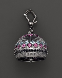 Inspired by Zen philosophy, this intricately detailed, matte sterling silver meditation bell from Paul Morelli is set with blue topaz, pink rhodolite and black spinel. Inspired by Zen philosophy, this intricately detailed, matte sterling silver meditation bell from Paul Morelli is set with blue topaz, pink rhodolite and black spinel.