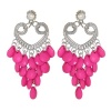Chandelier Earrings with Acrylic Baubles, in Pink with Silver Finish