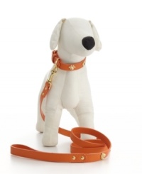 Your puppy pal won't wait to get his paws on this urban-chic dog collar! The Golden Paw from Kane & Couture's Bubba Dog collection features rich leather adorned with darling metal hearts that give your pup some stylish bite. Pair with the Golden Paw leash to complete the set. Your puppy pal won't wait to get his paws on this urban-chic dog collar! The Golden Paw from Kane & Couture's Bubba Dog collection features rich leather adorned with darling metal hearts that give your pup some stylish bite. Pair with the Golden Paw leash to complete the set.