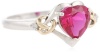 XPY Sterling Silver and 14k Yellow Gold Diamond and Heart-Shaped Created Ruby Ring (0.03 cttw, I-J Color, I3 Clarity)