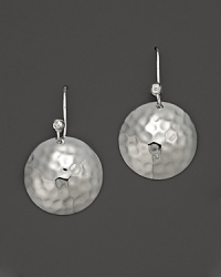 Ippolita Medium Hammered Sterling Silver Dome Disk Earrings With Diamond Ippolita Medium Hammered Sterling Silver Dome Disk Earrings With Diamond