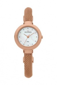 Skagen Women's 107SRCR Roser Gold Mesh Bangle With Swarovski Elements Watch Skagen Women's 107SRCR Roser Gold Mesh Bangle With Swarovski Elements Watch