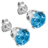 1.20 Ct Natural Round 5mm Blue Topaz 14K White Gold Stud Earrings