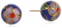 Gold Filled Sterling Silver Dark Blue Cloisonne 8mm Stud Earrings Gold Filled Sterling Silver Dark Blue Cloisonne 8mm Stud Earrings